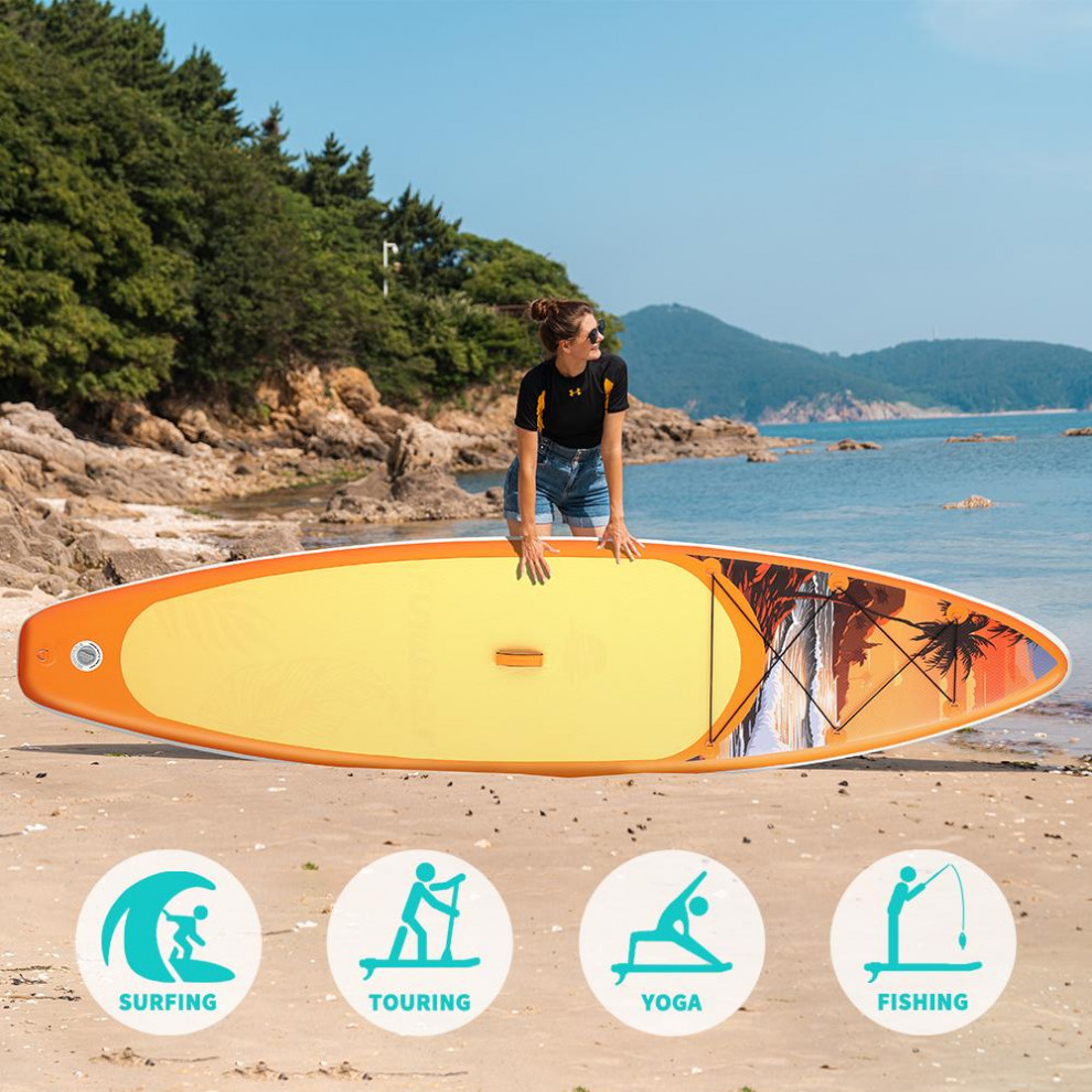 Сапборд SUPFW54A (350*84*15) оранжевый пальма, код 78925